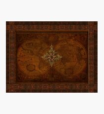 Steampunk Kompass Rose & antike Karte Fotodruck