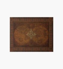 Steampunk Compass Rose & Antique Map Art Board
