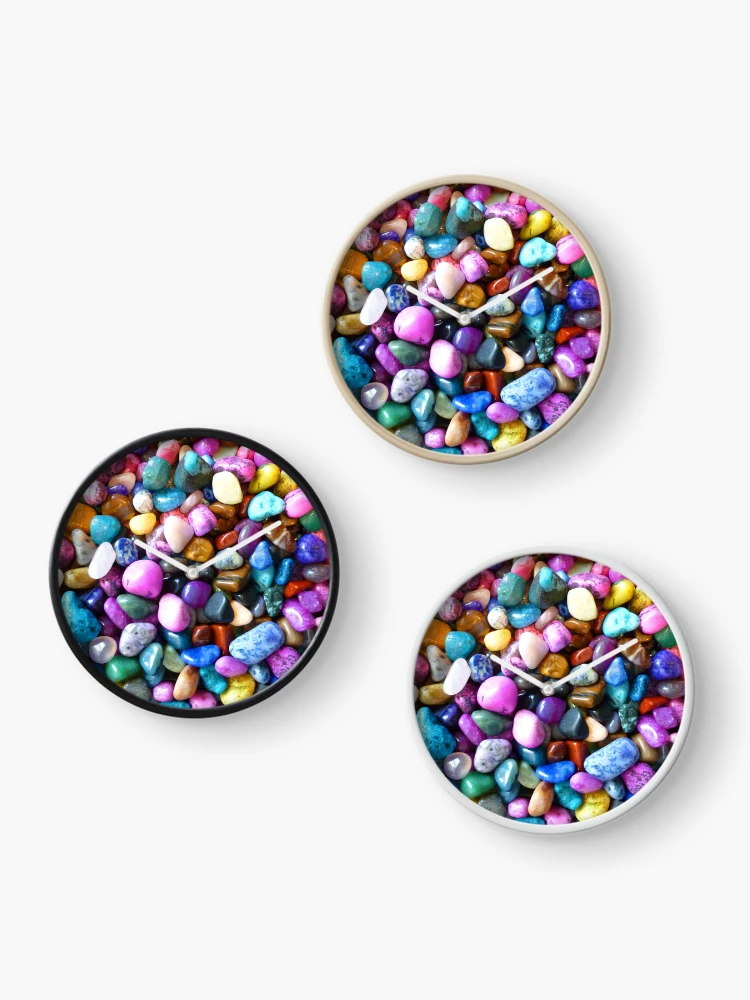 Thumbnail 3 of 4, Clock, Colorful Naturally Polished Rocks Design designed and sold by CoupleCrafters.