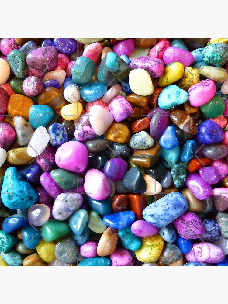Thumbnail 4 of 4, Clock, Colorful Naturally Polished Rocks Design designed and sold by CoupleCrafters.