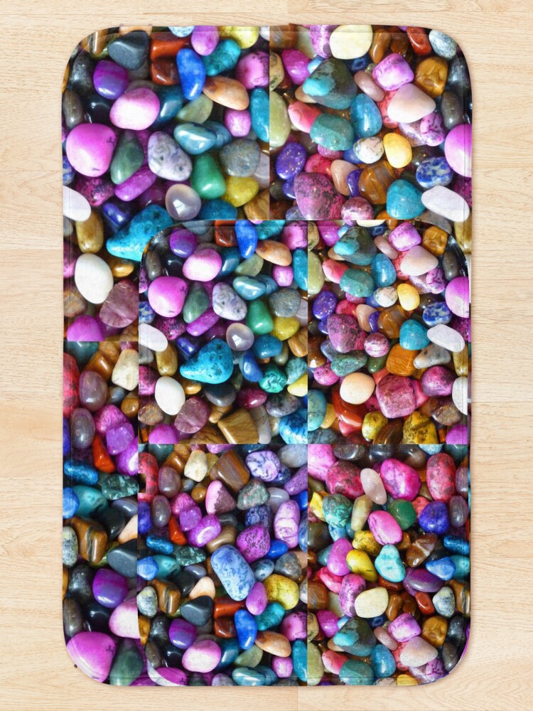 Thumbnail 5 of 6, Bath Mat, Colorful Naturally Polished Rocks Design designed and sold by CoupleCrafters.