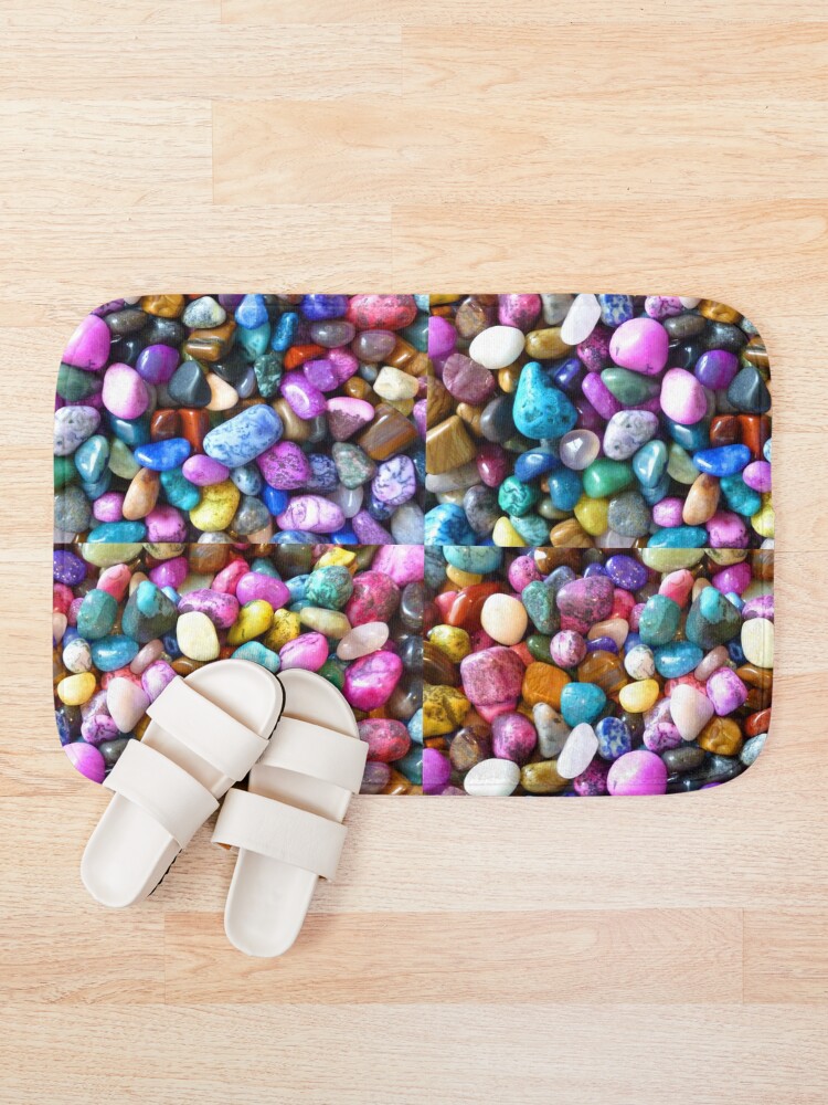 Thumbnail 1 of 6, Bath Mat, Colorful Naturally Polished Rocks Design designed and sold by CoupleCrafters.