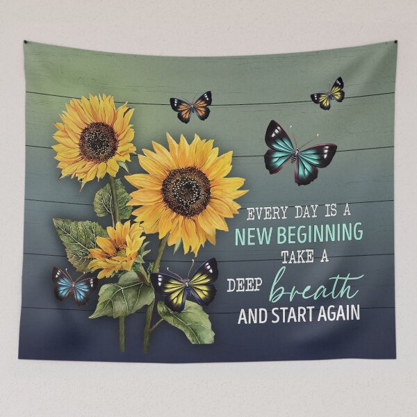 Item preview, Every Day Is A New Beginning Take A Deep Breath And Start Again Sunflower Butterflies designed and sold by CarlaHerold.