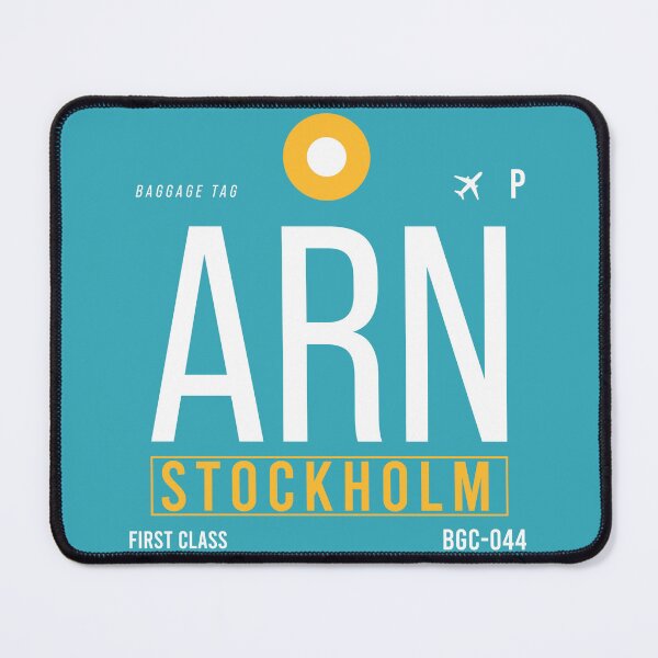 Item preview, Stockholm ARN - Luggage Tag Airport Stockholm Throw Pillow designed and sold by Cockpitstore.