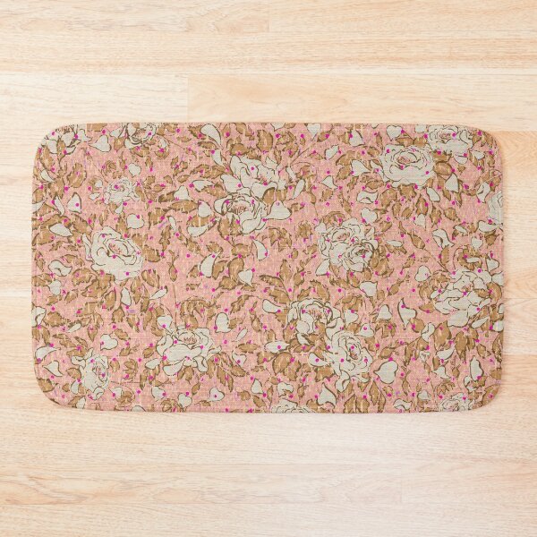 Item preview, vintage pink Boho Roses on sumptuous rustic linen texture designed and sold by Ruth Cadioli.
