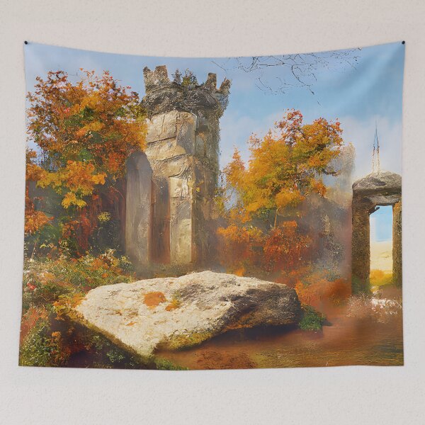 Item preview, Autumnal forest portal with castle ruins designed and sold by fizzribbit.