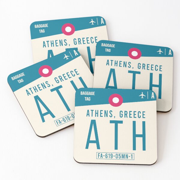 Item preview, Athens ATH - Luggage Tag Airport Athens Throw Pillow designed and sold by Cockpitstore.
