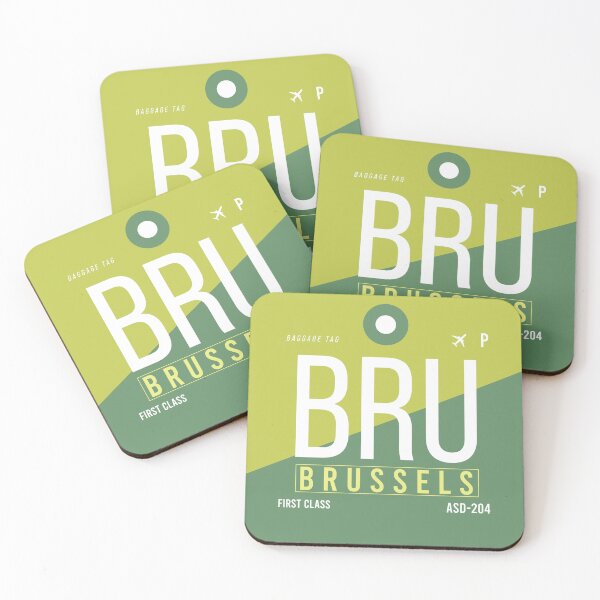 Item preview, Brussels BRU - Luggage Tag Airport Brussels Throw Pillow designed and sold by Cockpitstore.
