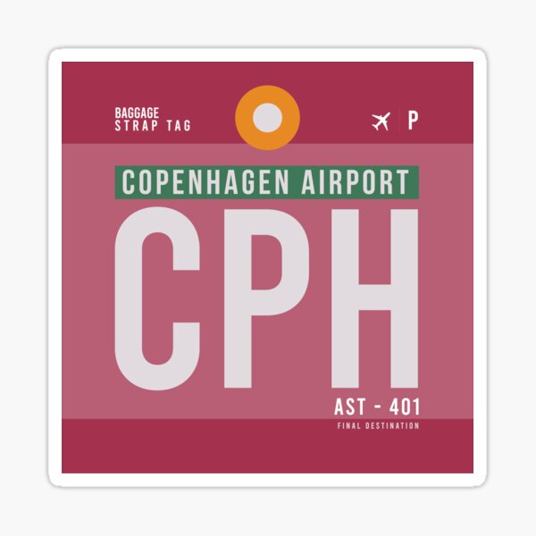 Item preview, Copenhagen CPH - Luggage Tag Airport Copenhagen Throw Pillow designed and sold by Cockpitstore.