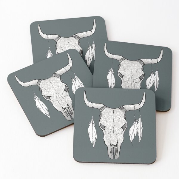 Item preview, Floral Bull Skull with Feathers designed and sold by Julie Erin Designs.