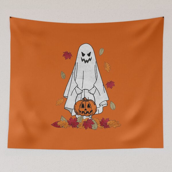Item preview, Halloween Boo Ghost with Pumpkin Jack O Lantern Fall Leaves Spooky  designed and sold by alenaz.
