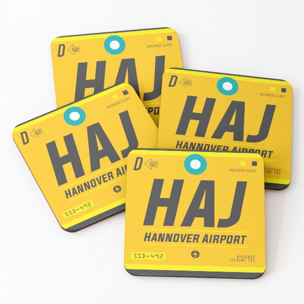 Aperçu de l'œuvre Hanovre HAJ - Étiquette de bagage Aéroport de Hanovre Coussin créée et vendue par Cockpitstore.