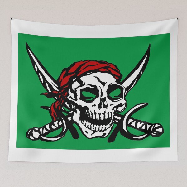 Item preview, Pirate Skull Crossed Swords Green Background designed and sold by CreativeCranium.