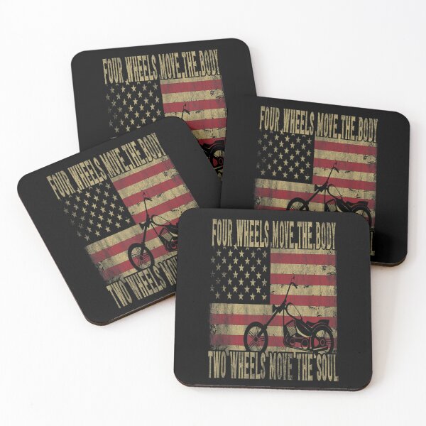 Item preview, Four Wheels Move The Body American Retro Vintage Flag Biker designed and sold by Sarena84.