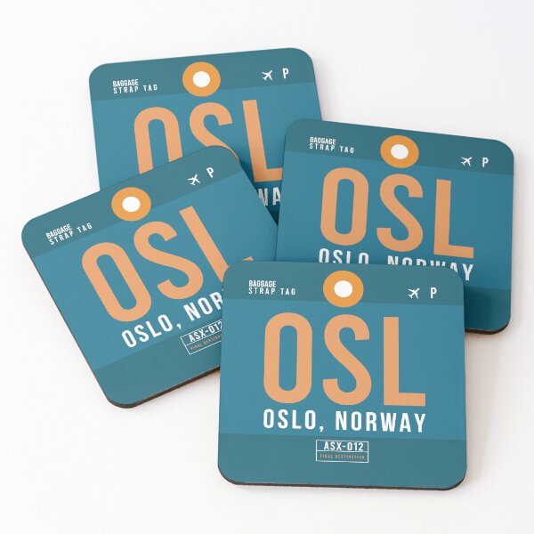 Aperçu de l'œuvre Oslo OSL - Étiquette de bagage Aéroport d'Oslo Coussin créée et vendue par Cockpitstore.