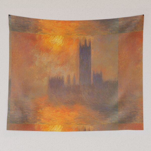 Item preview,  London Houses of Parliament at Sunset Painting by Claude Monet (impressionist orange colors.)  Oringinal designed and sold by CristalleLisa.