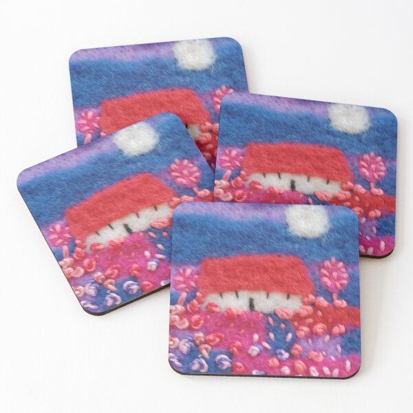Item preview, Purple Patchwork Cottage Felted Textile Art designed and sold by Wendy Early Textile Art.
