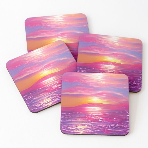 Item preview, Abstract Beach Pink Sunset Painting designed and sold by Unaiza Khalid.