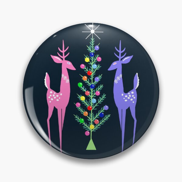 Item preview, Black, Vintage Mid Century Modern inspired Christmas Tree with Deer designed and sold by FlippinTurtles.