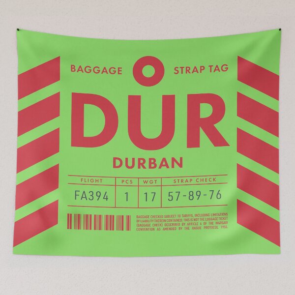 Aperçu de l'œuvre Luggage Tag D - DUR Durban South Africa créée et vendue par VoodooCircus.