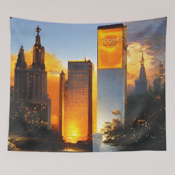 Item preview, Orange city skyskrapers designed and sold by fizzribbit.
