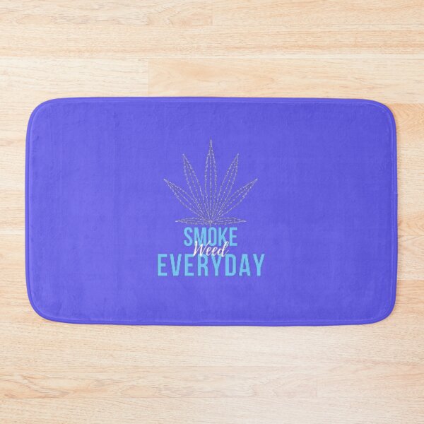 Azure Padded Gooey Shimmering Nug Smoke Weed Bath Mat by NugPrints