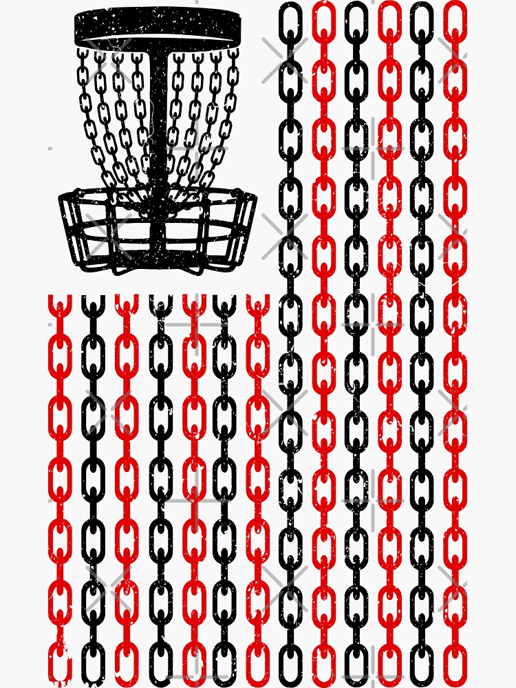 "American Flag Disc Golf Player Funny USA Basket Chains" Sticker for