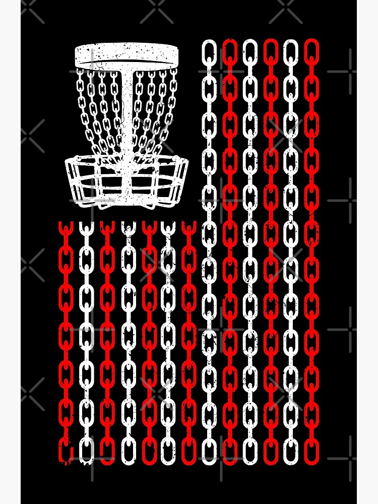 "American Flag Disc Golf Player Funny USA Basket Chains" Poster for