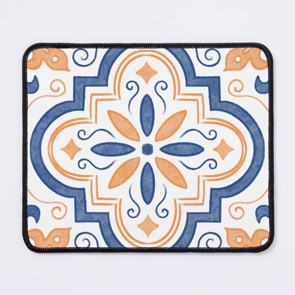 Item preview, Painted Portuguese Tile Design - Blue and Orange designed and sold by DesignsByGG.