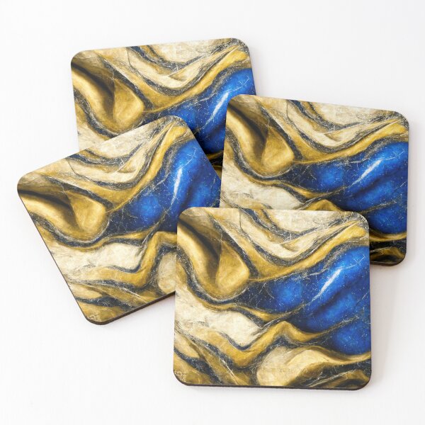 Item preview, Abstract Marble - Blue & Gold designed and sold by Somniart.