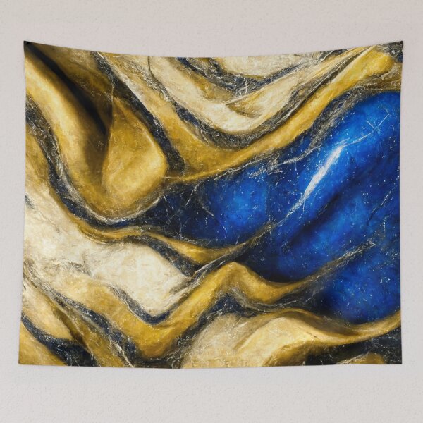 Item preview, Abstract Marble - Blue & Gold designed and sold by Somniart.