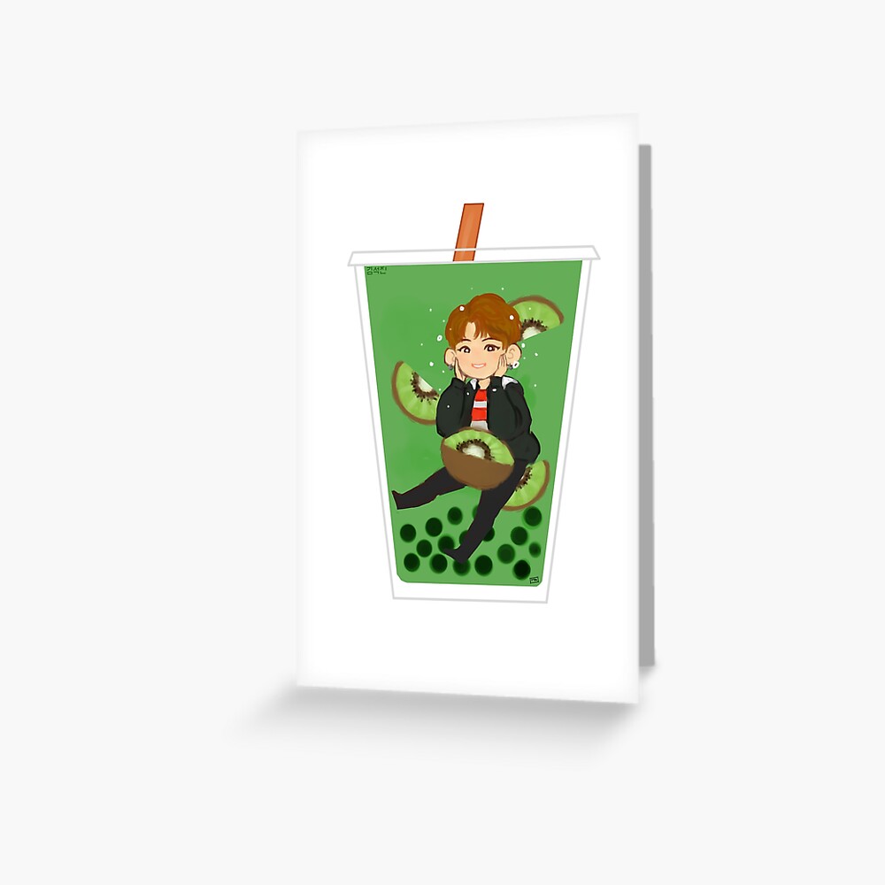 bts hyung line not today boba jin greeting card by nowij redbubble