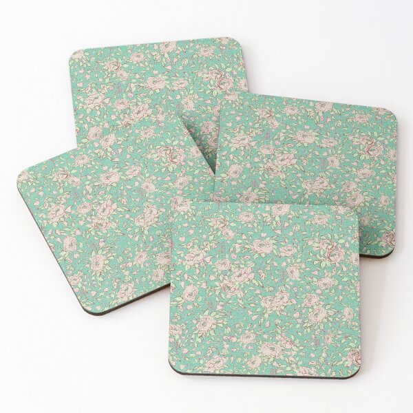 Item preview, Mint green Boho Roses on sumptuous rustic linen texture designed and sold by Ruth Cadioli.