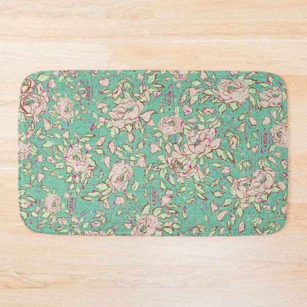 Item preview, Mint green Boho Roses on sumptuous rustic linen texture designed and sold by Ruth Cadioli.