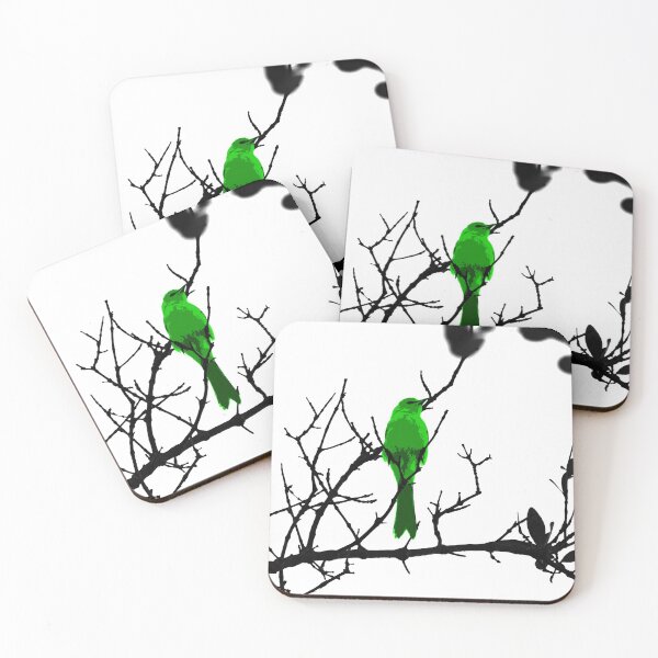 Item preview, Green bird on a black tree designed and sold by Follow the Hedgehog.