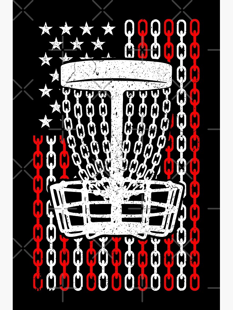 "American Flag Disc Golf Player Funny USA Basket Chains" Poster for