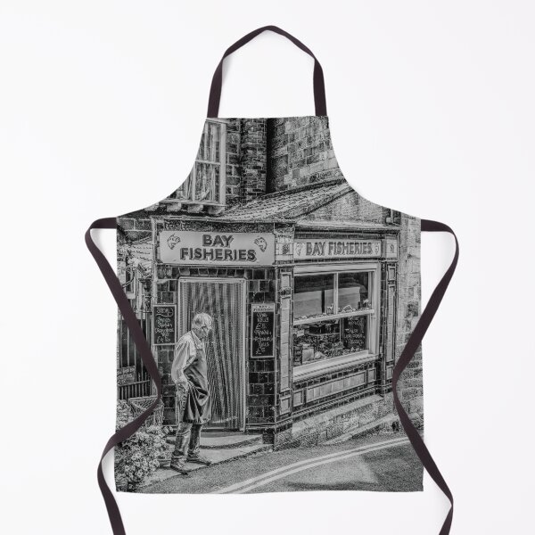 Item preview, Robin Hoods Bay Fish Mongers Bay Fisheries Picturesque Black and White Street Scene Artistic Photograph designed and sold by skyfilming.