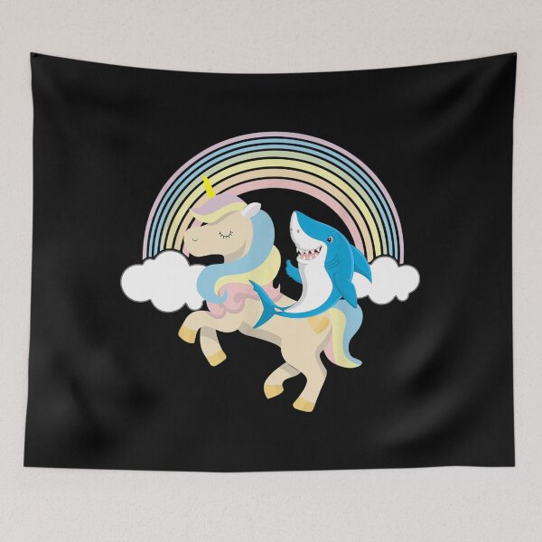 Item preview, Tiburón Montando Unicornio Divertido Arco Iris designed and sold by MUDOUSA.