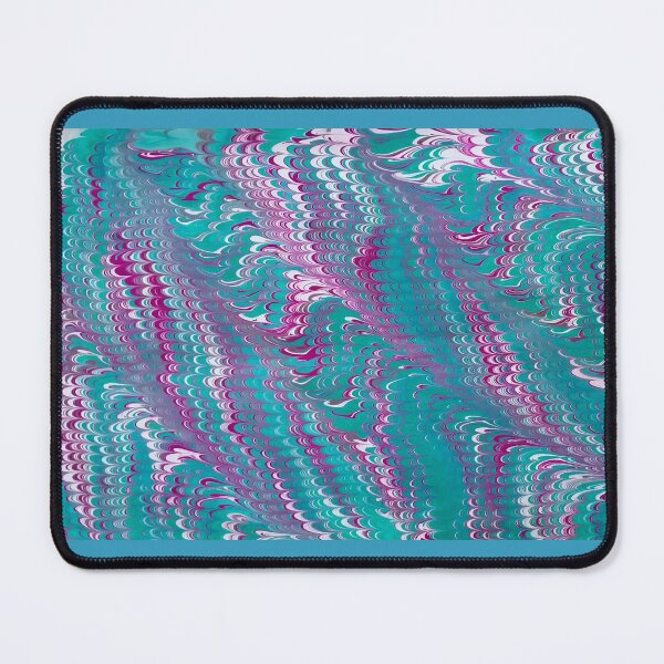 Item preview, blue and purple scallopped marbled repeating pattern designed and sold by marblingqueen.