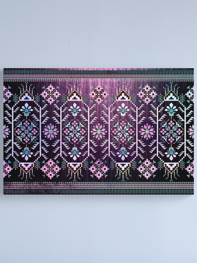 Vintage Geometric Patchwork Print Canvas Print by Pamela Arsena