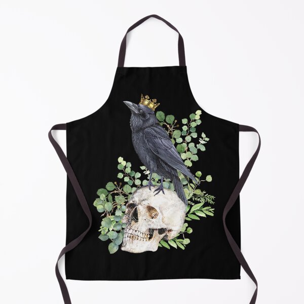 Item preview, Black raven with skull and crow, skeleton eucaliptus leaves designed and sold by Collagedream.
