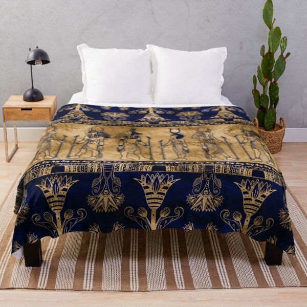 Item preview, Egyptian Gods and Ornamental border - blue and gold designed and sold by k9printart.