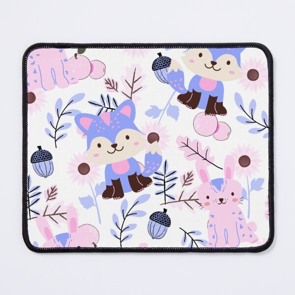 Item preview, Autumn Forest with Foxes and Rabbits (white-pink-blue) designed and sold by Dorina Larsdotter.