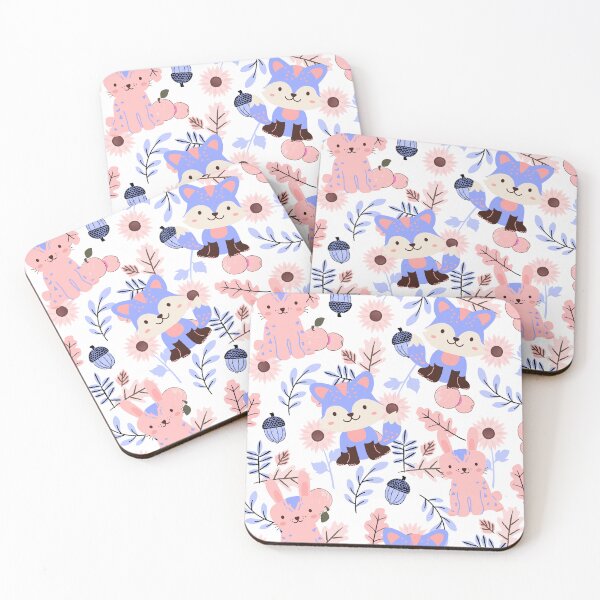 Item preview, Autumn Forest with Foxes and Rabbits (white-blue-red) designed and sold by Dorina Larsdotter.