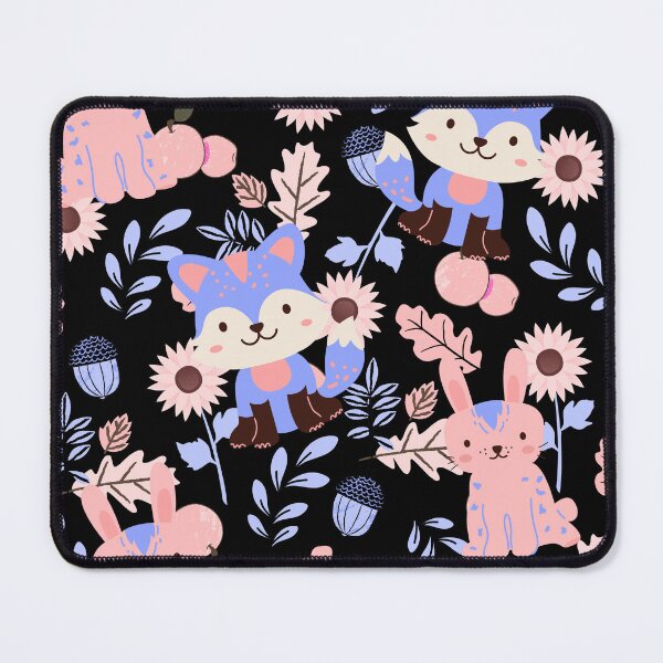 Item preview, Autumn Forest with Foxes and Rabbits (black-blue-red) designed and sold by Dorina Larsdotter.
