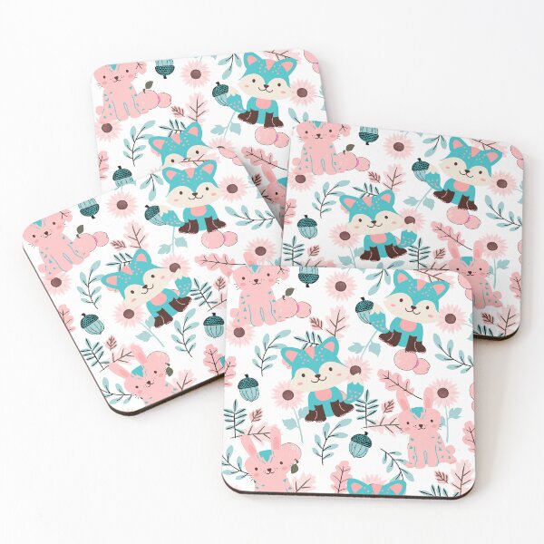 Item preview, Autumn Forest with Foxes and Rabbits (white-green-red) designed and sold by Dorina Larsdotter.