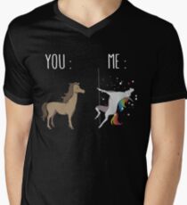 Camiseta para hombre de cuello en v Tú y yo Unicornio