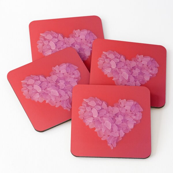Item preview, Pink Sea Glass in Heart Shape on Light Red Background Fun Beachy Décor designed and sold by Beachy.