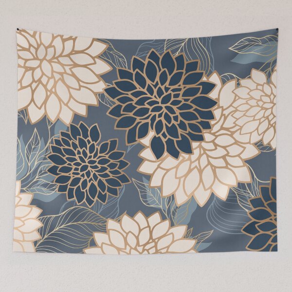 Artikelvorschau, Floral Aesthetic in Blue, Ivory and Gold entworfen und verkauft von meggydesigns.