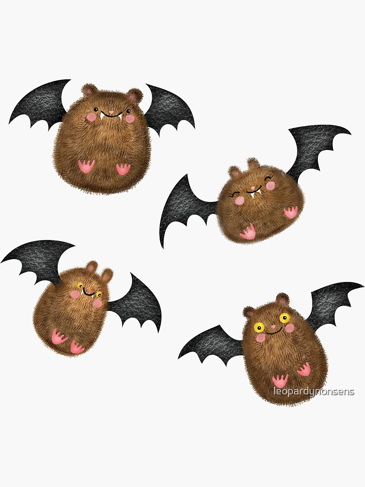 Cute Cuddly Bats in a Starry Sky by leopardynonsens